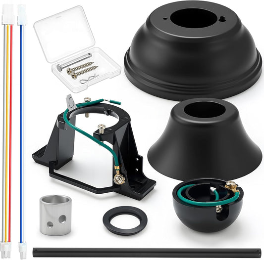 5 Pcs Ceiling Fan Sloped Ceiling Kit and 24 Inch Ceiling Fan Downrod with Extension Cord, Mounting Bracket