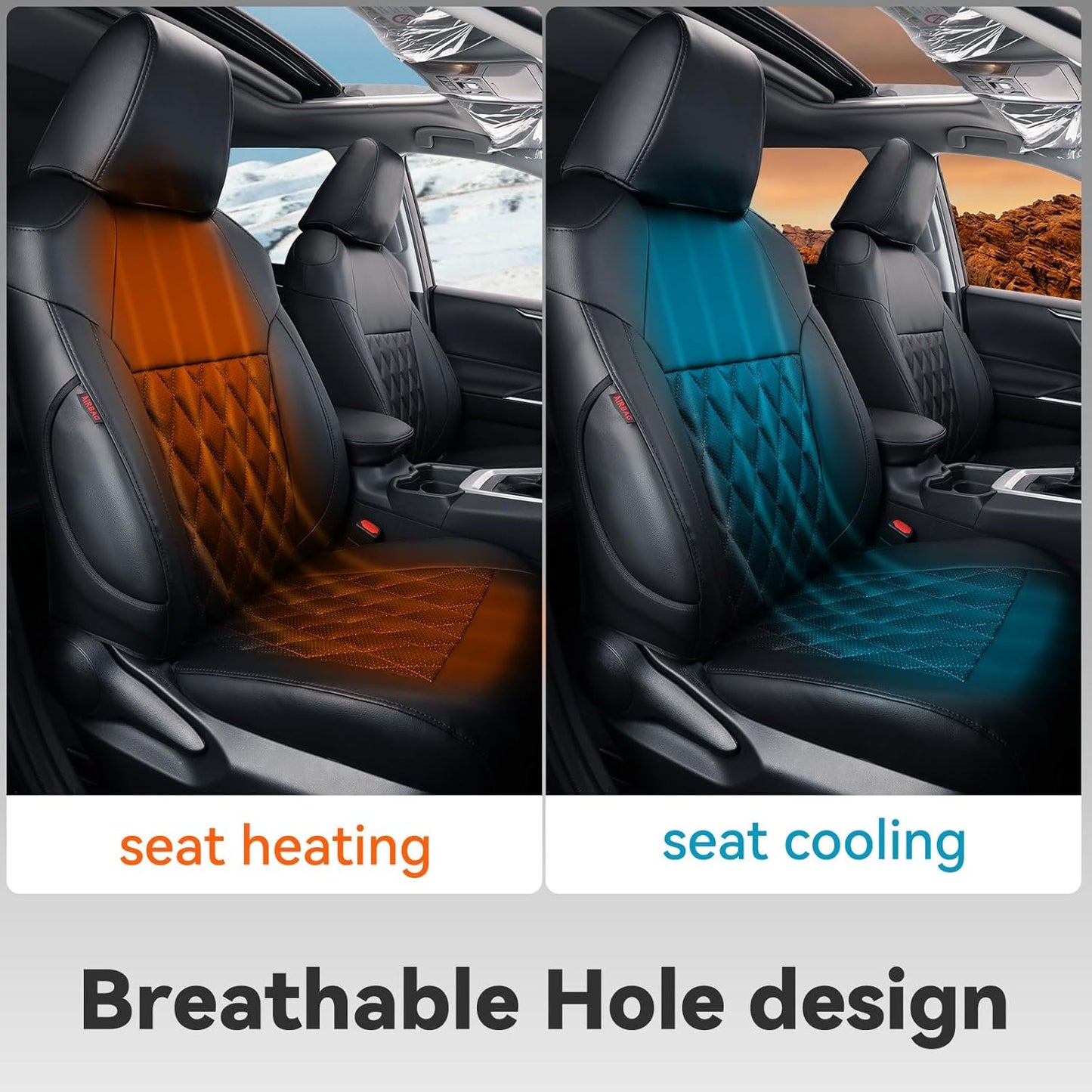 Custom Fit Camry Car Seat Covers for 2025 Toyota Camry LE, SE, Waterproof, Leather Seat Protector, Black/Red