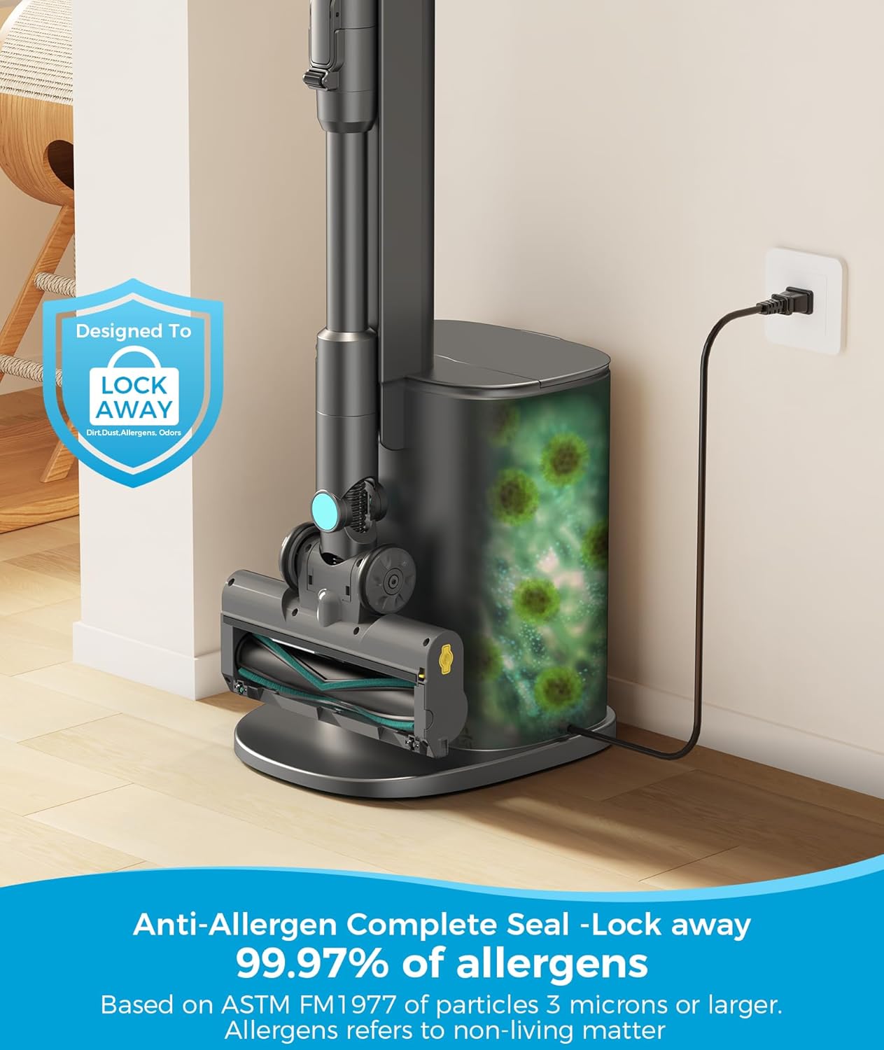 Cordless Stick Vacuum Cleaner, Lightweight Vacuum Cleaner with Self-Collecting Dust Bin, Auto-Empty System, Powerful