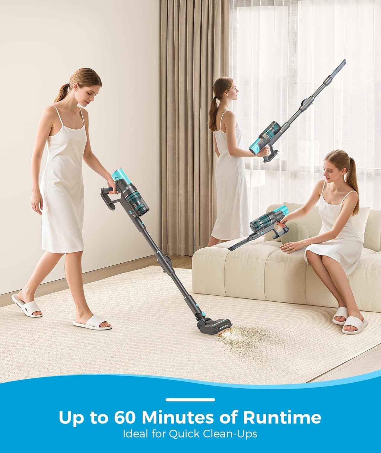 Cordless Stick Vacuum Cleaner, Lightweight Vacuum Cleaner with Self-Collecting Dust Bin, Auto-Empty System, Powerful
