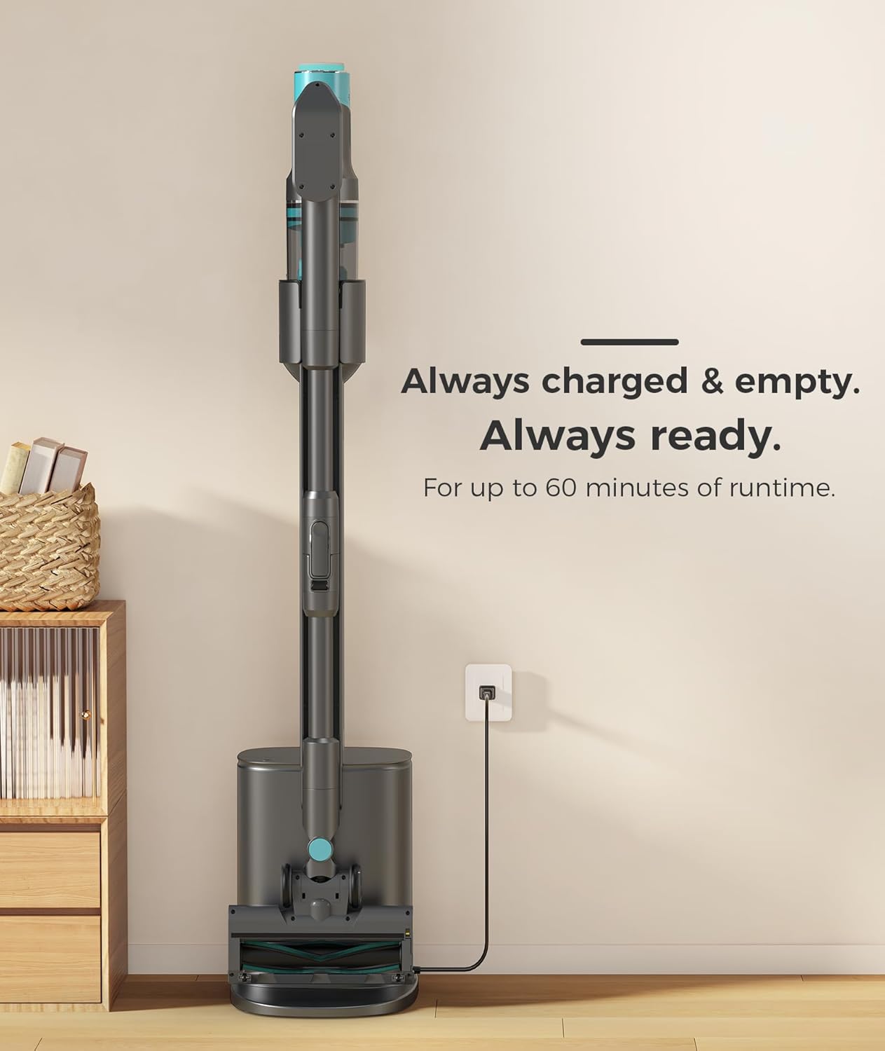Cordless Stick Vacuum Cleaner, Lightweight Vacuum Cleaner with Self-Collecting Dust Bin, Auto-Empty System, Powerful