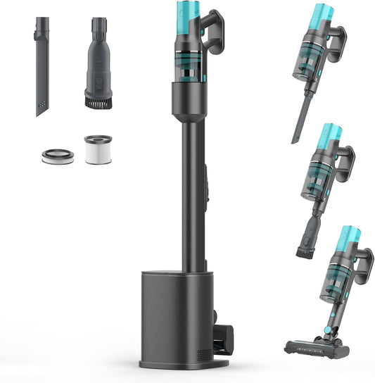 Cordless Stick Vacuum Cleaner, Lightweight Vacuum Cleaner with Self-Collecting Dust Bin, Auto-Empty System, Powerful