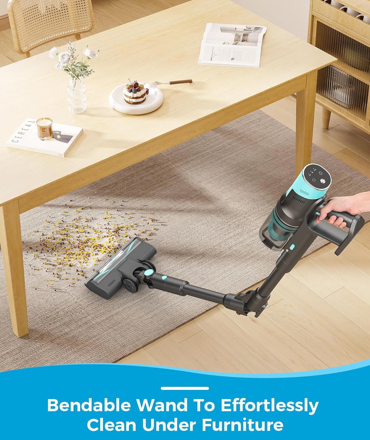 Cordless Stick Vacuum Cleaner, Lightweight Vacuum Cleaner with Self-Collecting Dust Bin, Auto-Empty System, Powerful