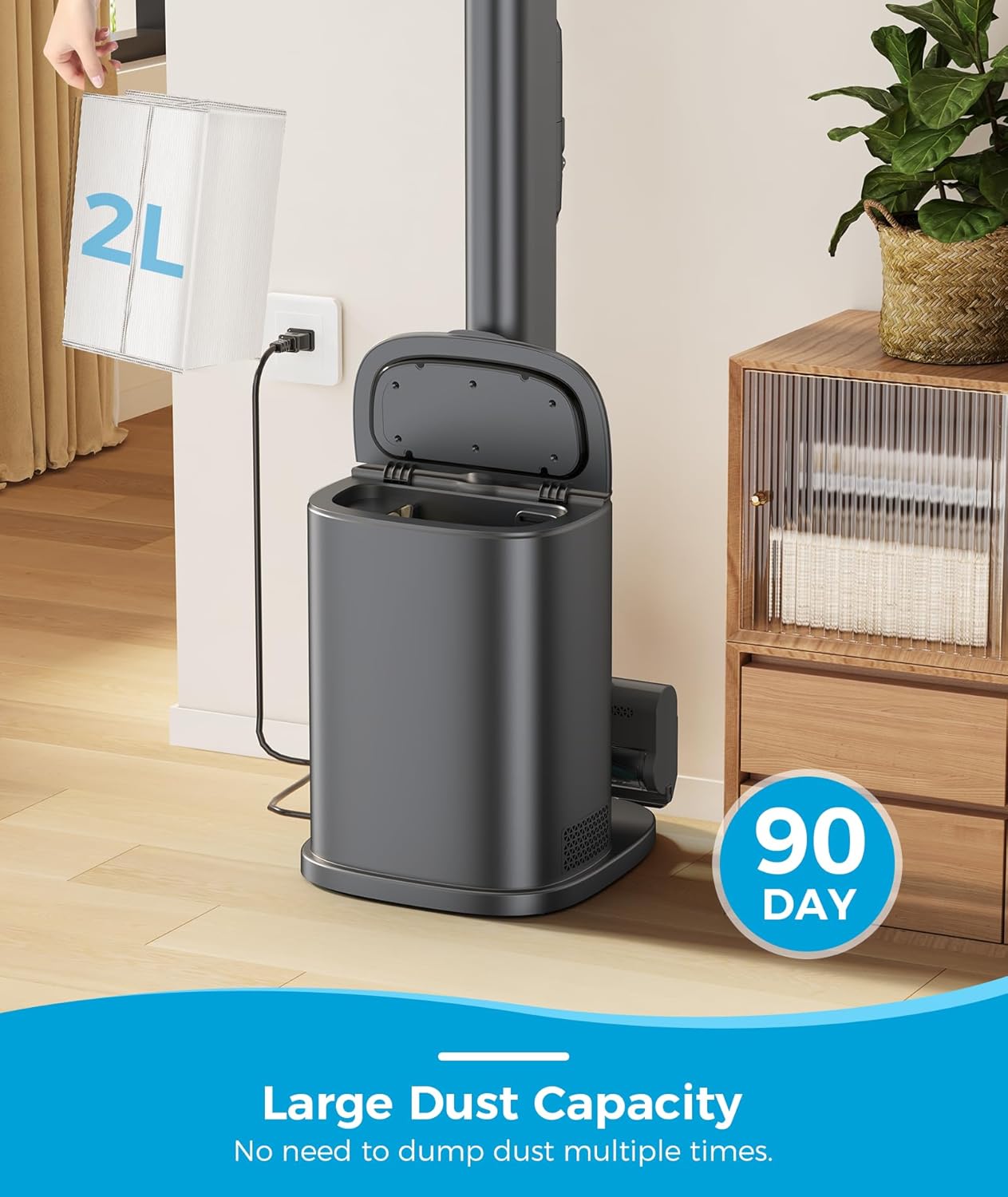 Cordless Stick Vacuum Cleaner, Lightweight Vacuum Cleaner with Self-Collecting Dust Bin, Auto-Empty System, Powerful