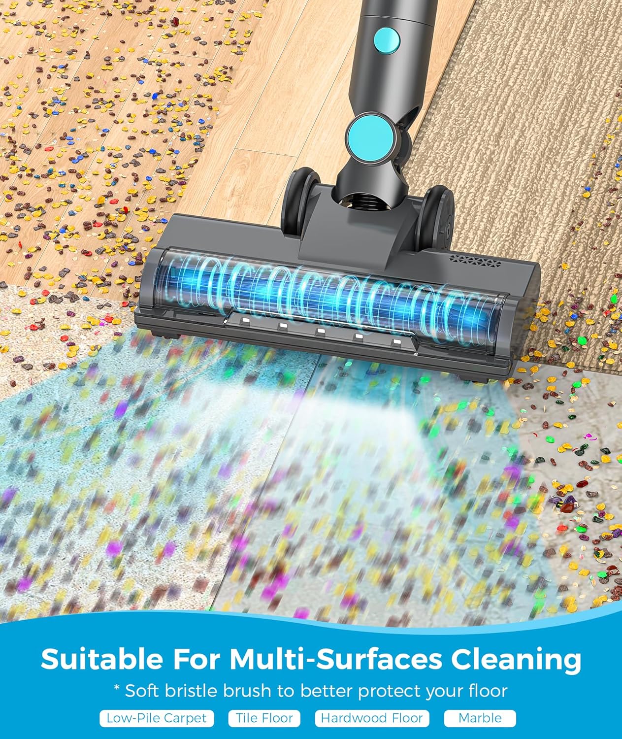 Cordless Stick Vacuum Cleaner, Lightweight Vacuum Cleaner with Self-Collecting Dust Bin, Auto-Empty System, Powerful