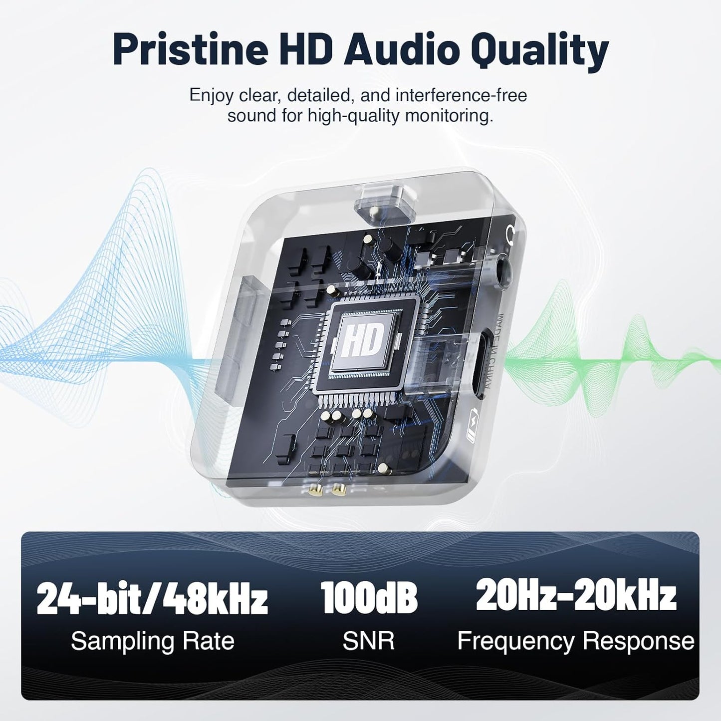 Portable Wireless in Ear Monitor System w/Charging Case, Wireless Audio Transmitter and Receiver