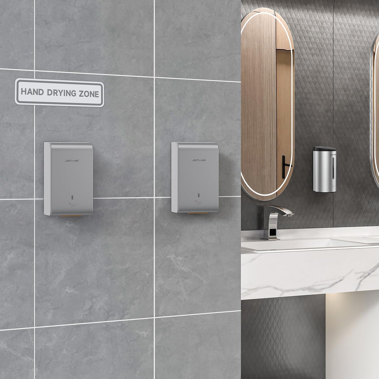 ADA Compliant Hand Dryer, ABS Plastic Cover Hard Wired Design, AC 110V-130V JW2825 (Silver)
