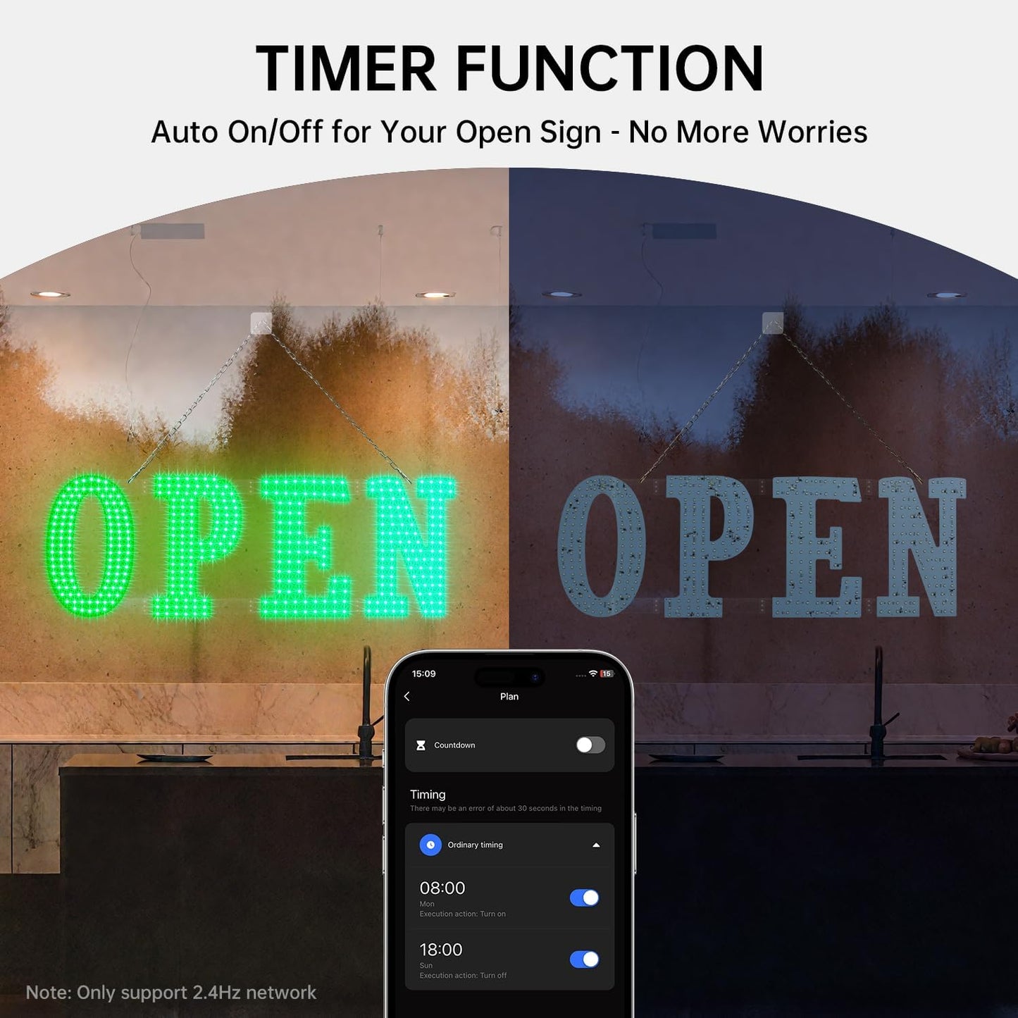 LED Open Signs for Business, 30'-10' Large Open Light Up Signs with Remote Controls, Smart App, DIY Editor Colors