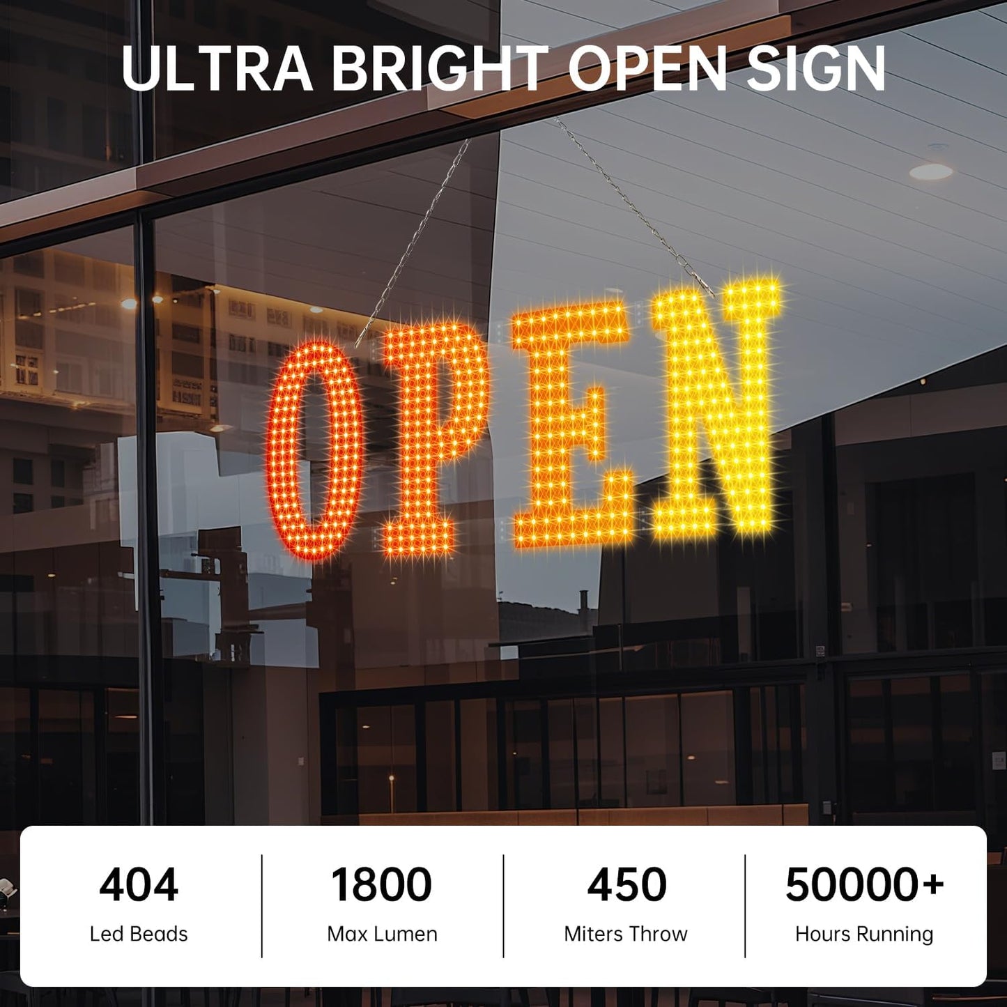 LED Open Signs for Business, 30'-10' Large Open Light Up Signs with Remote Controls, Smart App, DIY Editor Colors