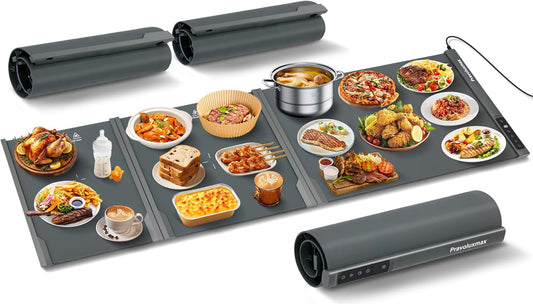 Food Warming Mat Extra Large, 54' x 16' Extra Long Warming Tray Mat Roll Up, Electric, Silicone