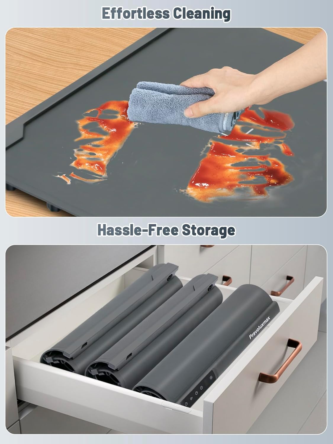 Food Warming Mat Extra Large, 54' x 16' Extra Long Warming Tray Mat Roll Up, Electric, Silicone