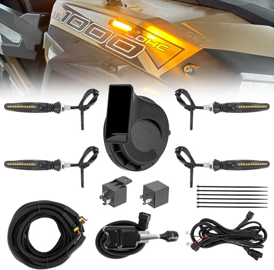 UTV Turn Signal Lights with Horn, Bright Amber UTV Blinker with Column Switch