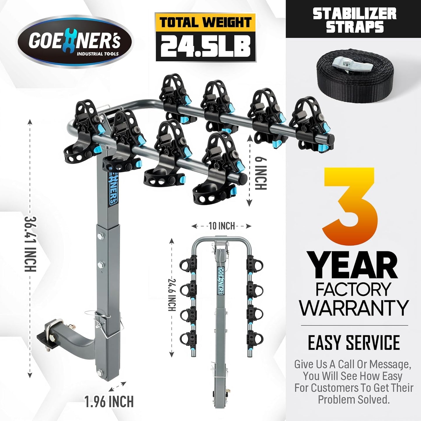 Bike Hitch Rack, Heavy-Duty Dual Locking 240LBS Max Load Hanging Bike Carrier with 2'Receiver, High-Strength