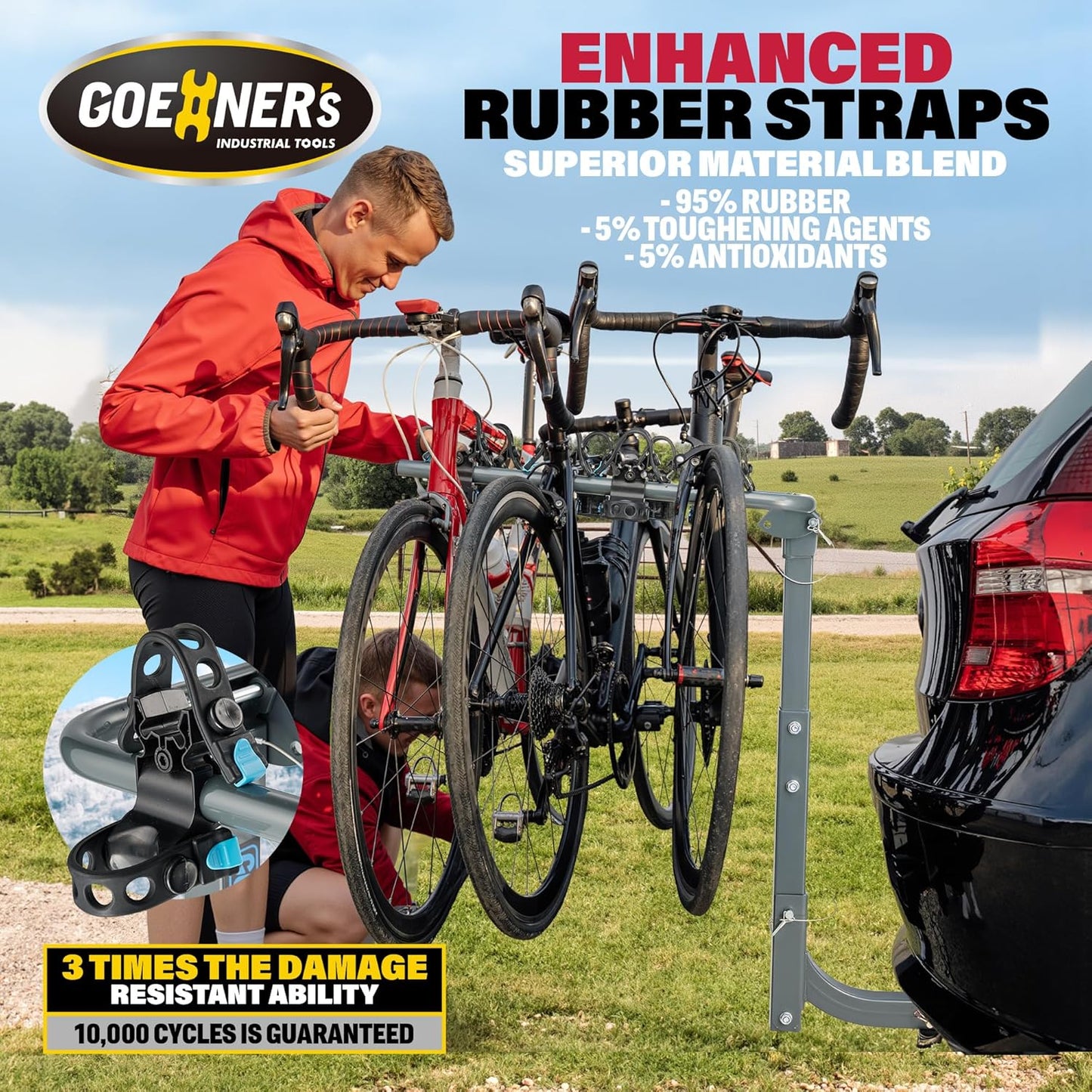 Bike Hitch Rack, Heavy-Duty Dual Locking 240LBS Max Load Hanging Bike Carrier with 2'Receiver, High-Strength