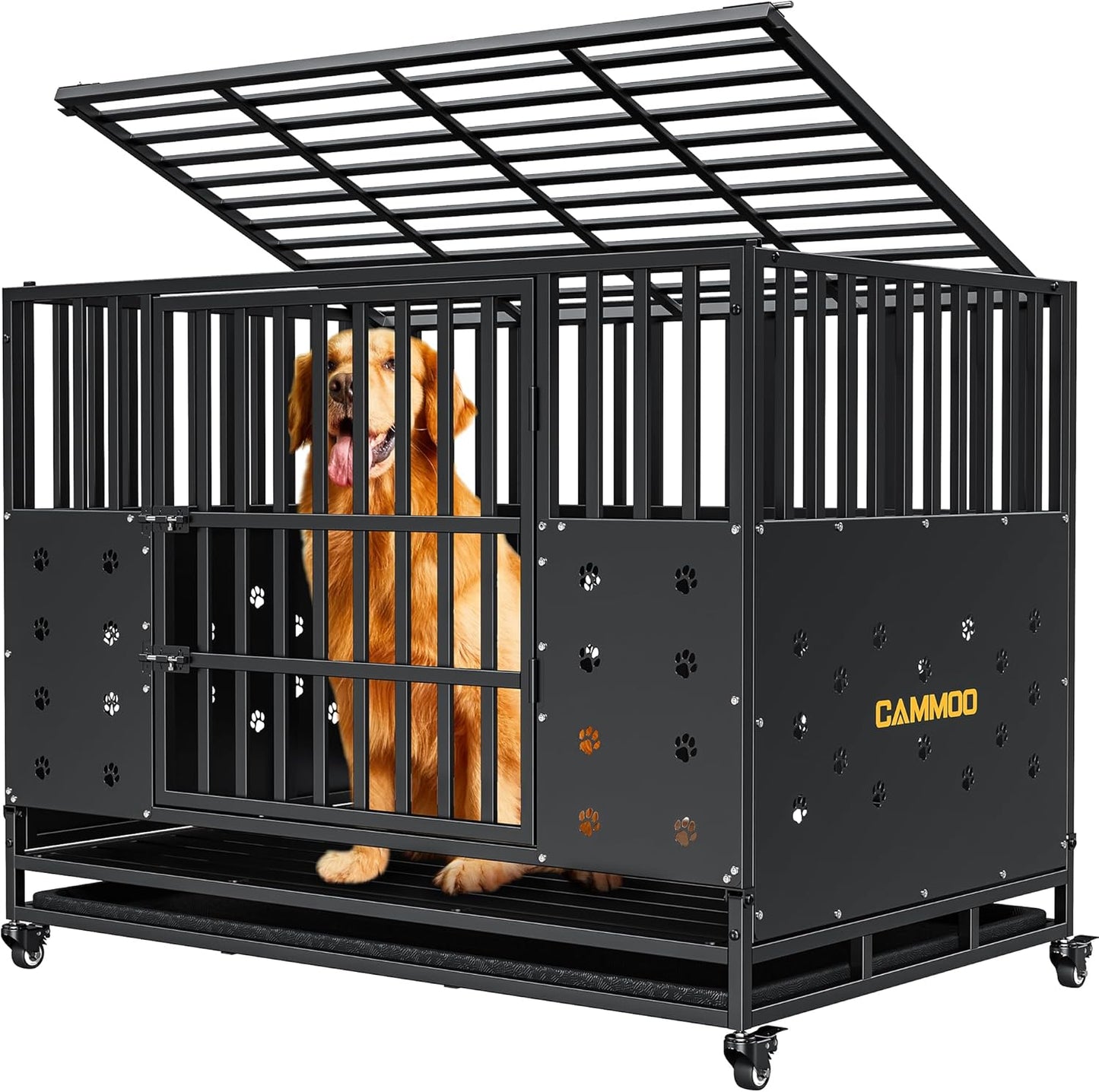 48'' Heavy Duty Dog Crate for Large Dogs, Upgraded Chew Proof Panels, Comfort-Widened Floor Panel