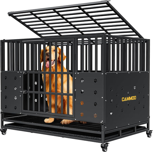 48'' Heavy Duty Dog Crate for Large Dogs, Upgraded Chew Proof Panels, Comfort-Widened Floor Panel