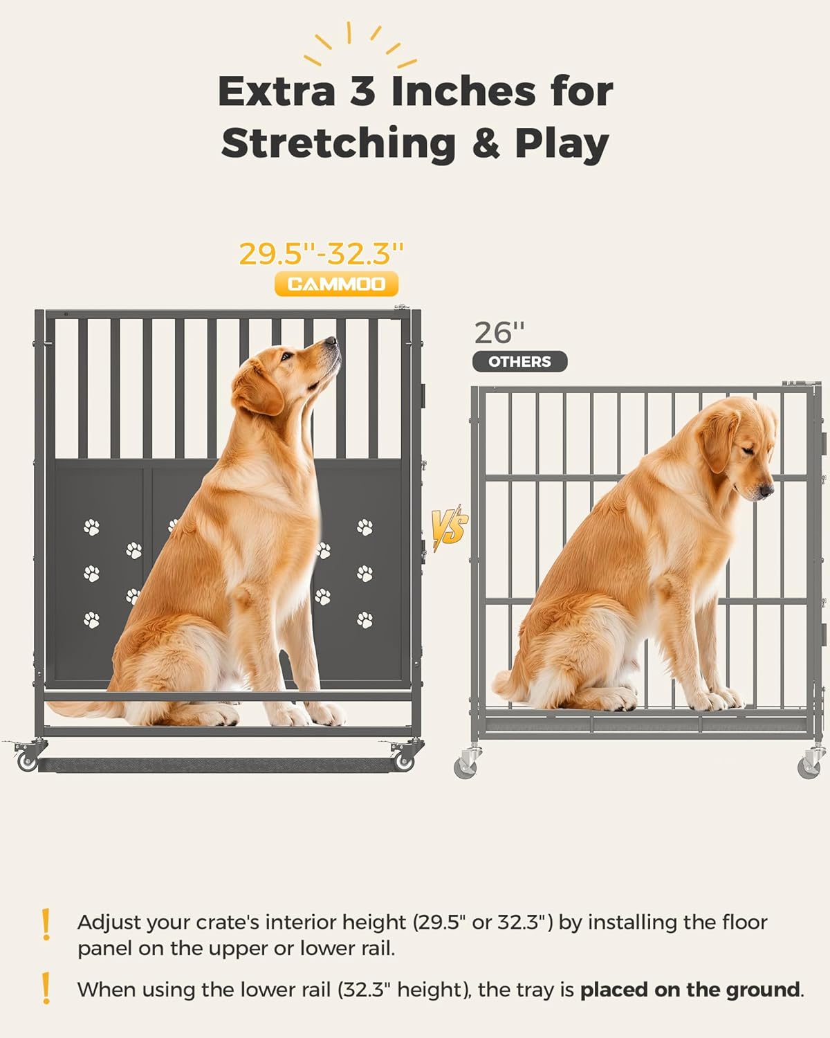 48'' Heavy Duty Dog Crate for Large Dogs, Upgraded Chew Proof Panels, Comfort-Widened Floor Panel