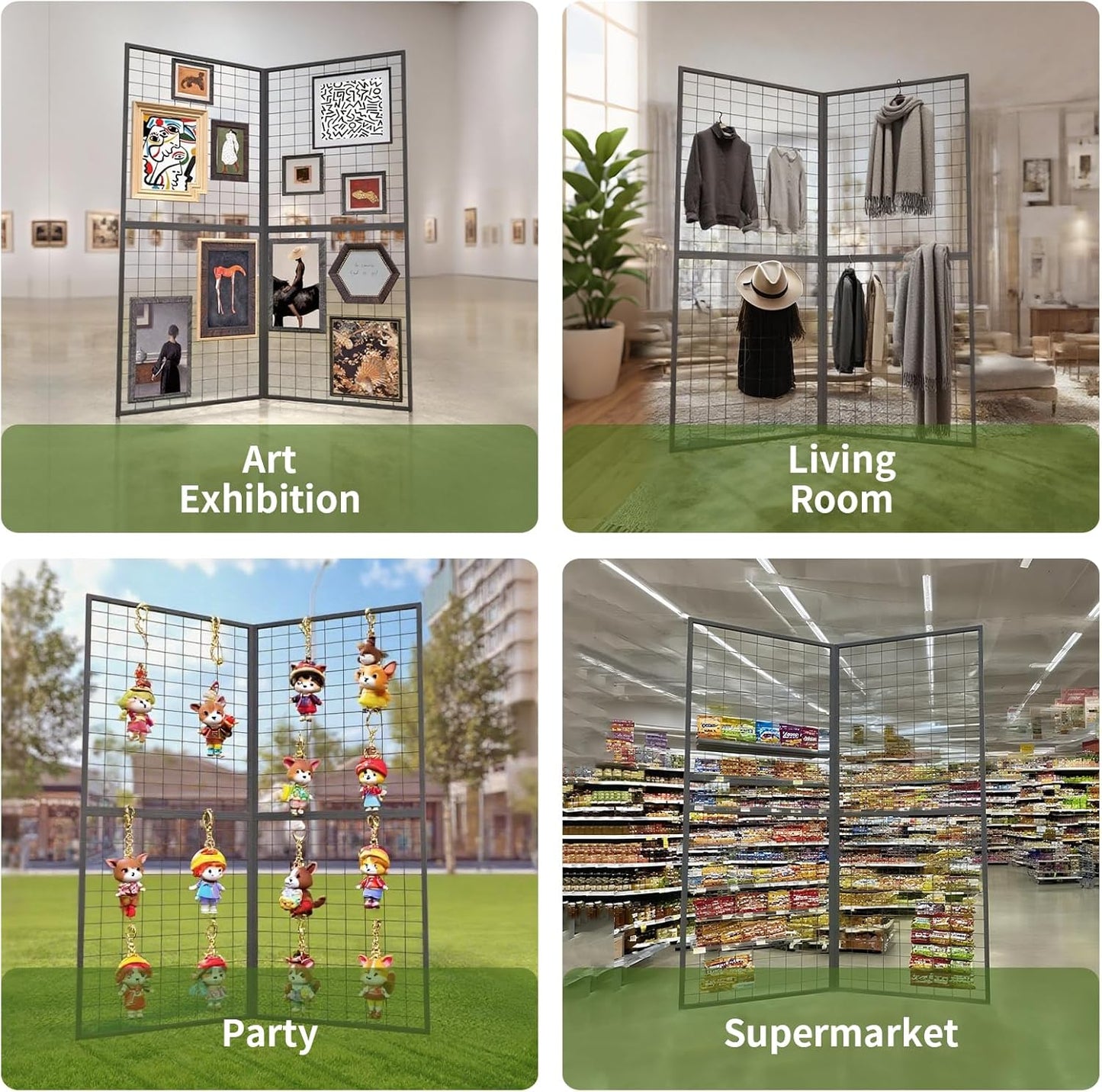 Commercial-Grade Grid Wall Panels Rack, Heavy-Duty 2 pack of 2x5', Panels Suitable for Retail Display Racks