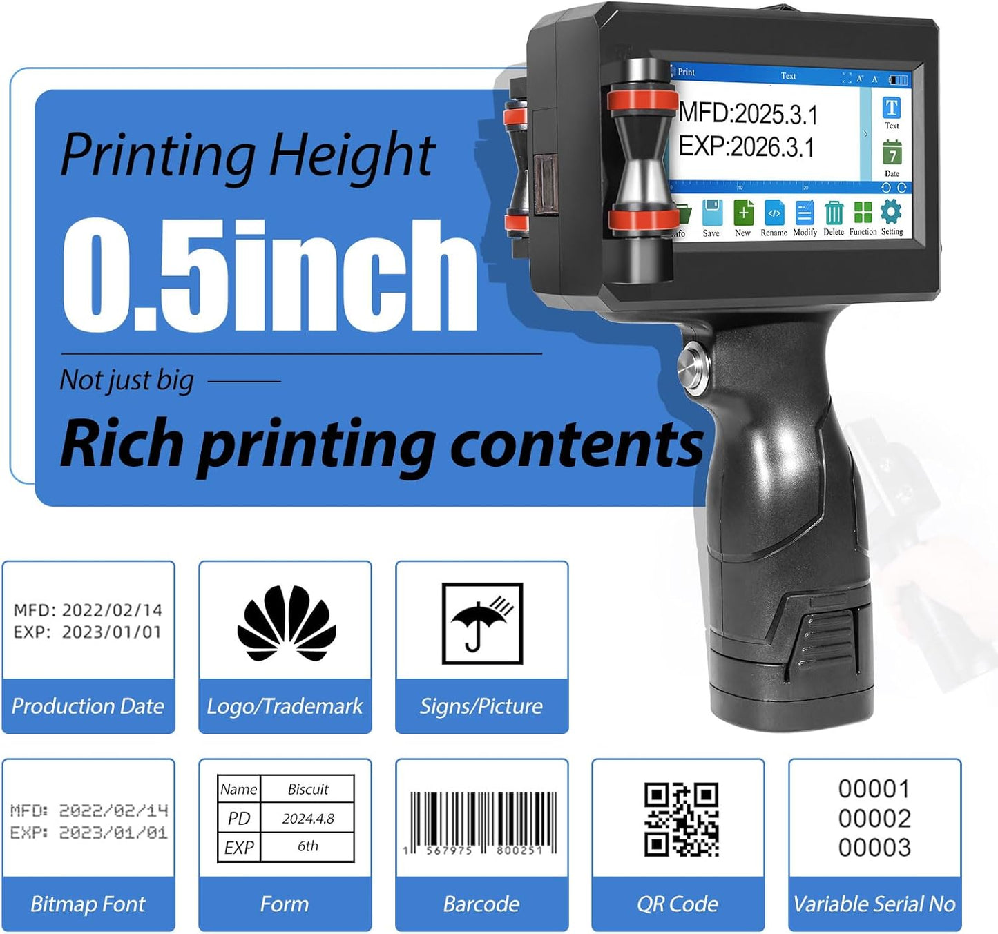 42ml Quick-Drying Ink Cartridge, Portable Ink Jet Coding Machine for Text/Date/Batch Number/QR Code/Barcode/Logo