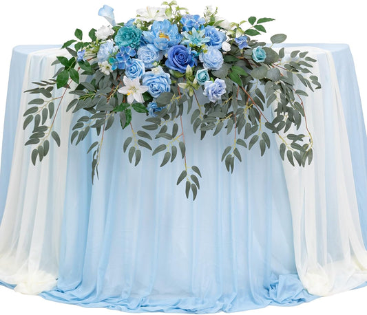 Artificial Sweetheart Flower Swag with Tablecloth and Table Runner, Pack of 3 Floral Arrangement for Wedding