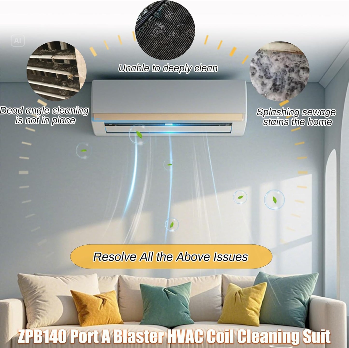 ZPB140 Portable Pressure Washer with 3.5 Gallon Water Tank, Port A Blaster HVAC Coil Cleaning, Coil Jet Cleaner for ac Unit 120V 80W for Indoor or