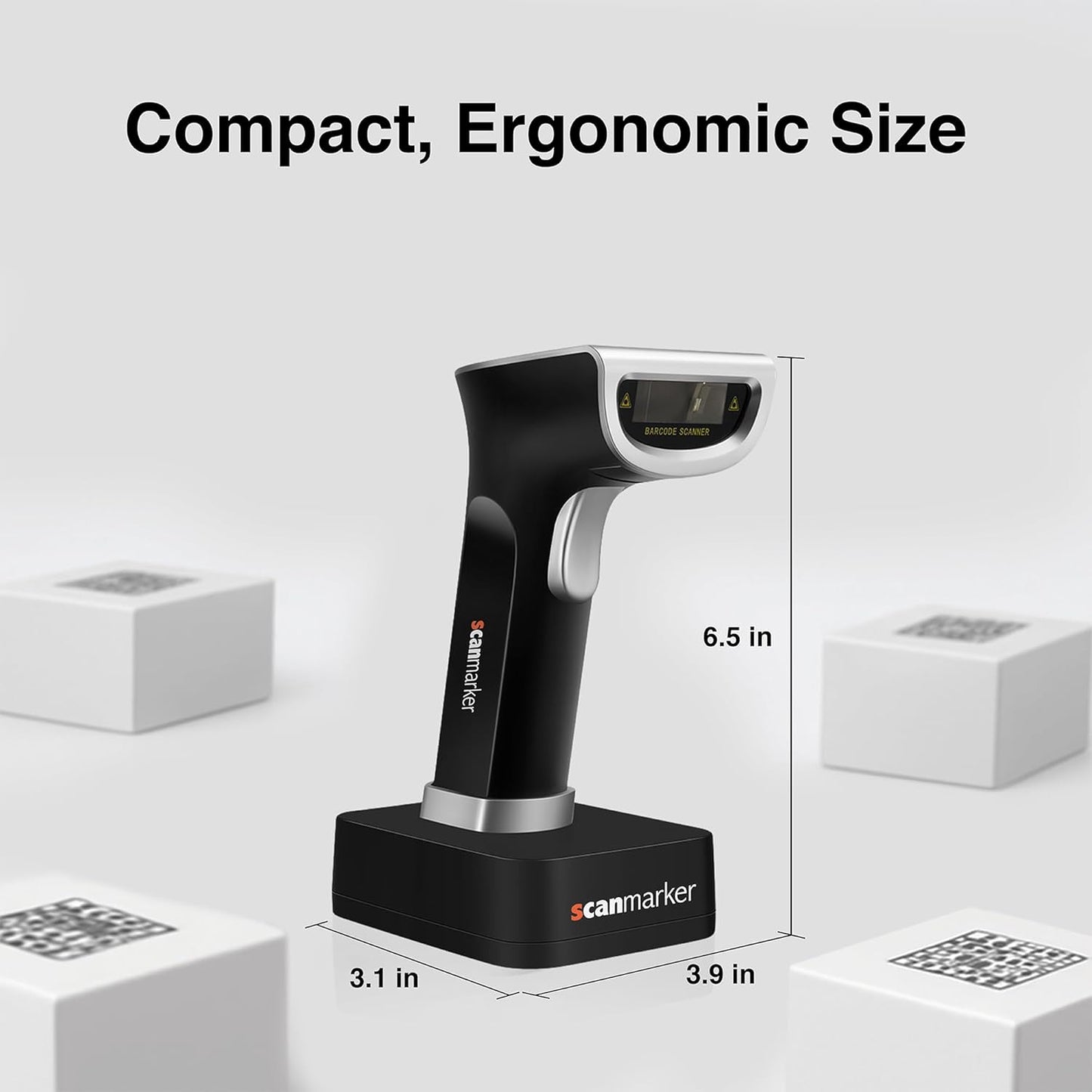 1D/2D Wireless Barcode and QR Scanner, Boost Speed & Accuracy with Bluetooth & 2.4G Modes, Handheld