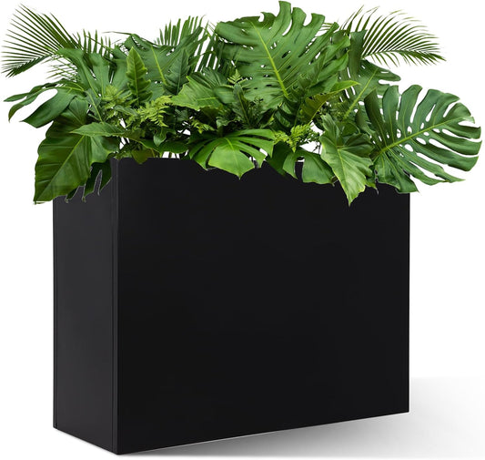 Metal Tall Rectangular Planter 32'x12'x24', Galvanized Steel Raised Garden Bed w/ Drainage Holes & Removable Shelf