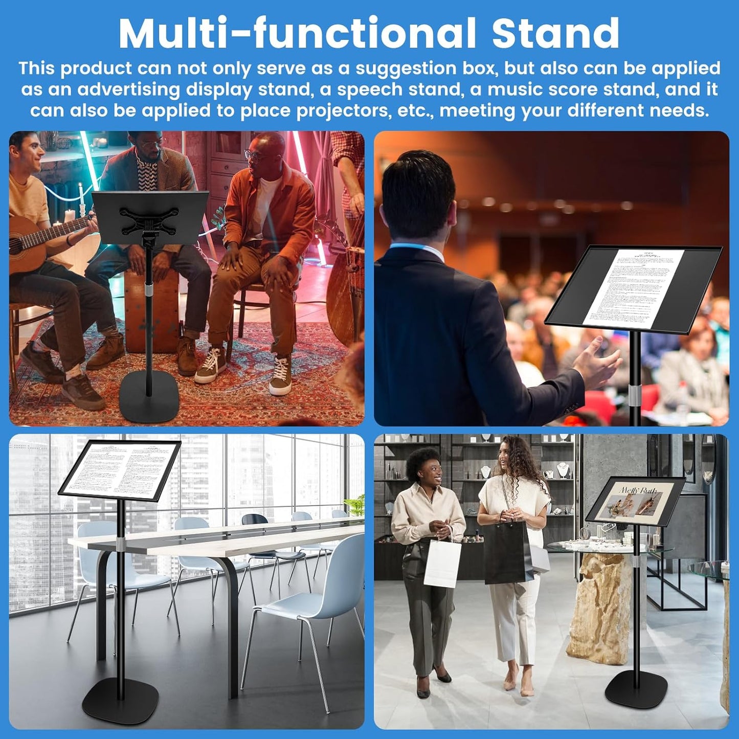 Metal Suggestion Box with Stand, Floor Standing Donation Box with Lock and Key, Heavy-Duty Collection Case