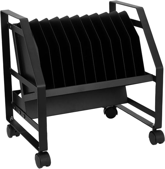 Dyna-Living Laptop Charging Cart 10 Slots Open Charging Cart w/ Wheels, Removable Laptop Charging Storage Cart