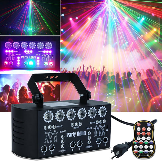 27-Eye Party DJ Light with Remote, LED Strobe Effects, DMX Control & Sound Activity Disco Stage Lighting