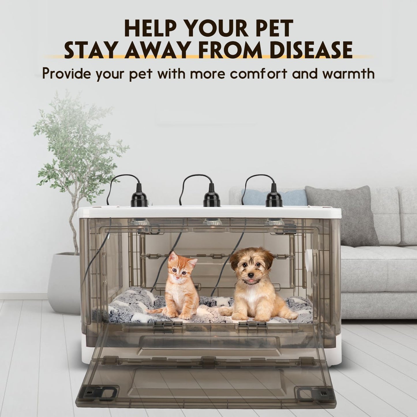 2025 New Puppy Incubator, Temperature Control & Quiet Ventilation,  (23'x17'x14'), with 3 Heat Lamp