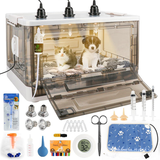 2025 New Puppy Incubator, Temperature Control & Quiet Ventilation,  (23'x17'x14'), with 3 Heat Lamp