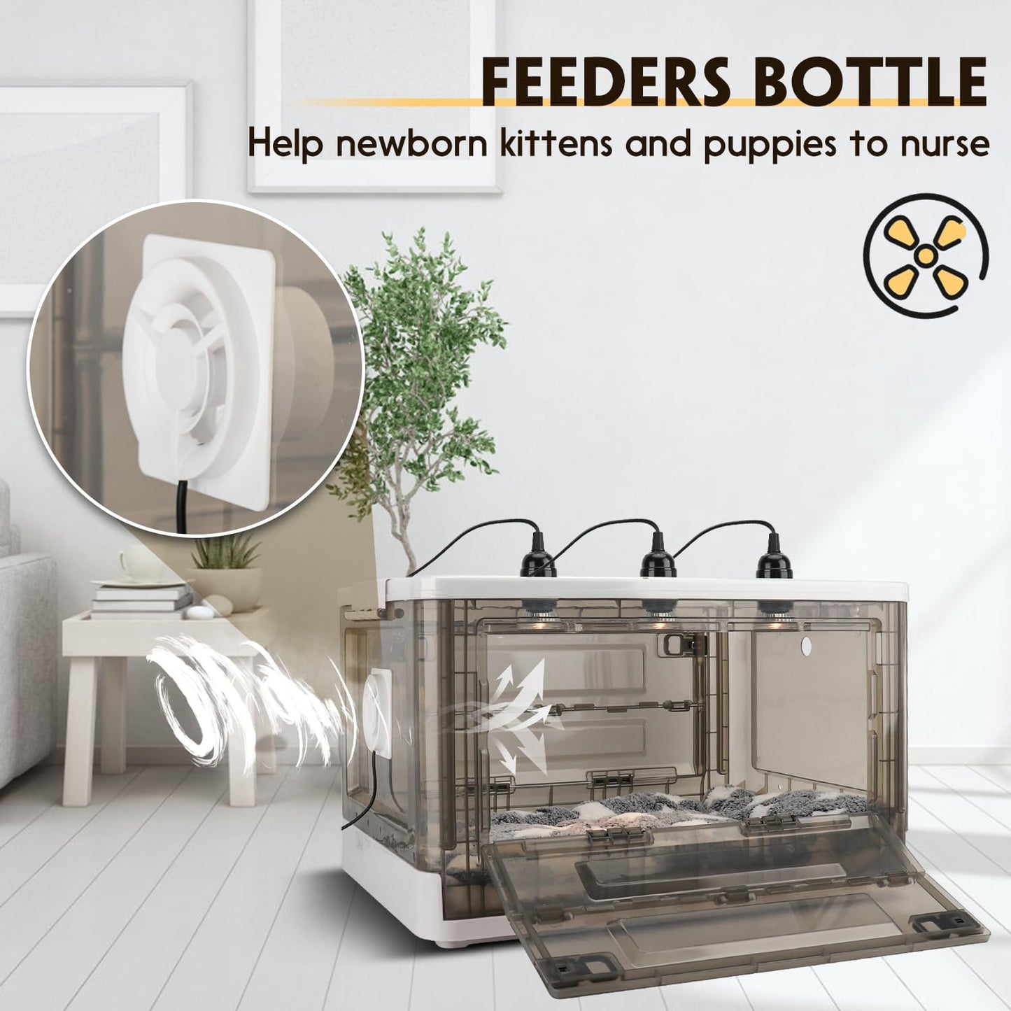 2025 New Puppy Incubator, Temperature Control & Quiet Ventilation,  (23'x17'x14'), with 3 Heat Lamp