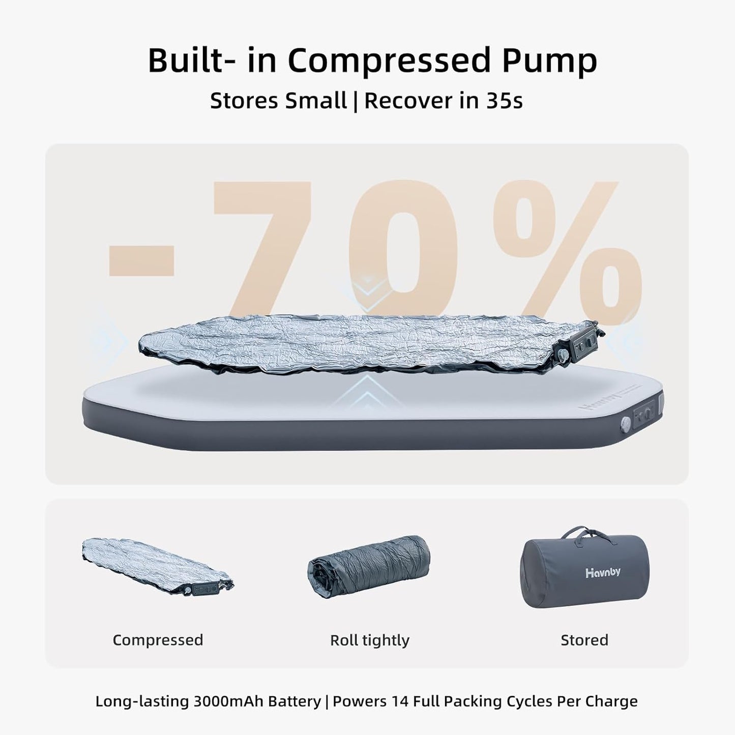 Inflatable Truck Bed Foam Mattress for 5.5'-5.8', Diagonal Solo Camping Mattress Up to 79', w/ Compression Pump