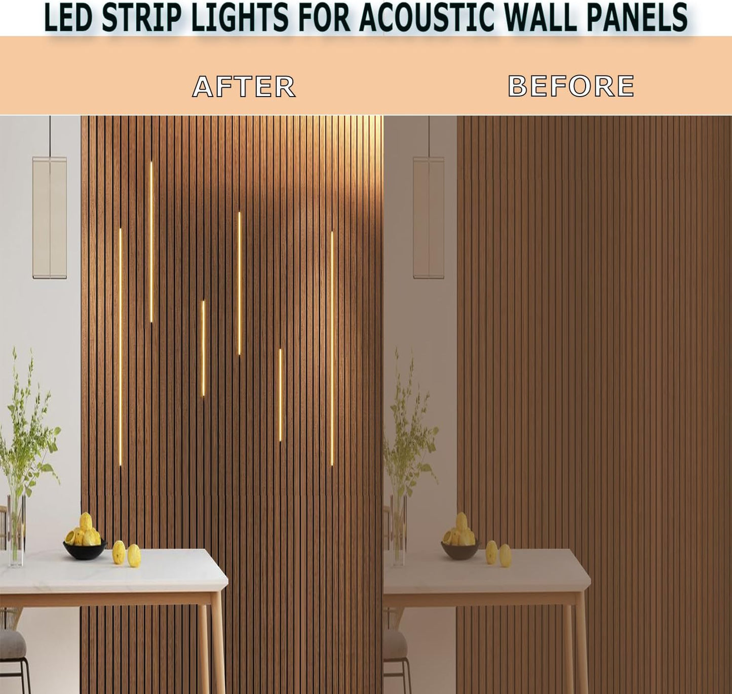 LED Recessed Lighting for Acoustic WallPanel, 6 Pcs of 3000K Dimmable, w/ Touch Sensor  (2*40'.2*24'.2*16')