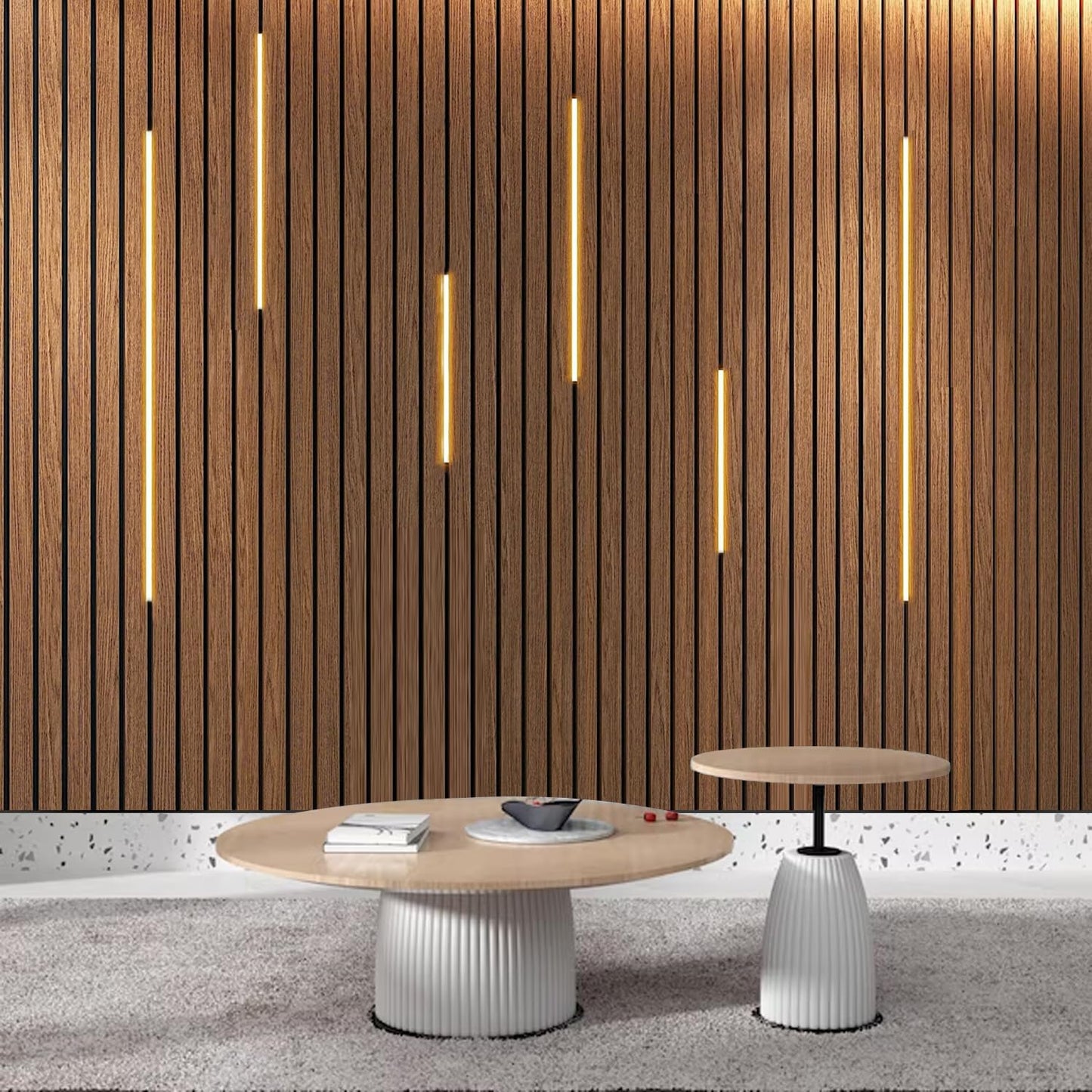 Recessed LED Strip Lights for Acoustic Wall Panel, 6 Pcs of 3000K Dimmable with Touch Sensor, (2*40'.2*24'.2*16')