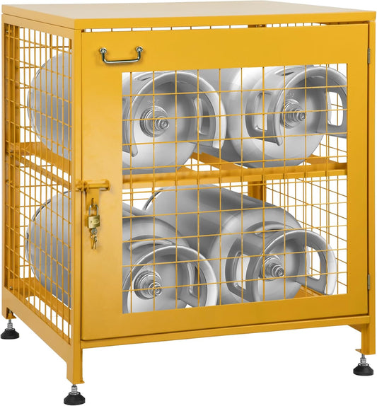 Propane Tank Storage Box for 4 Cylinder, Heavy-Duty Horizontal Cylinder Storage Cabinet, 150LB Load Capacity