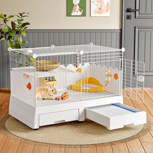 37' Bunny Cage Indoor with Pull Out Tray, for  Rabbit, Guinea Pig, Chinchillas, and Small Animal Cages