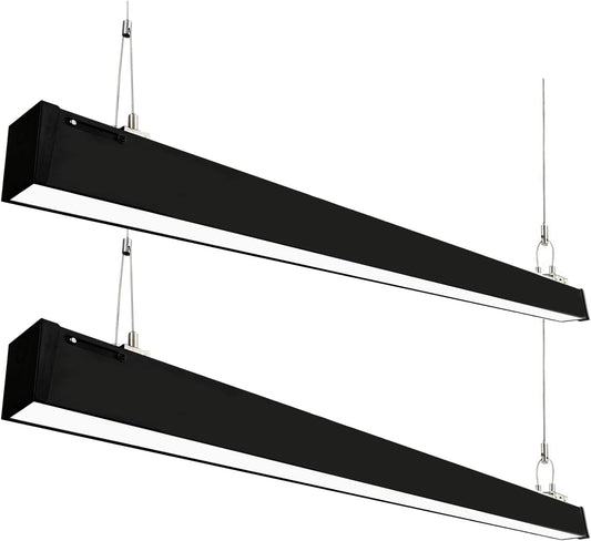 4FT LED Linear Light Fixtures, Linkable, 40/30/20W, 3/4/5000K, Flush Mount Suspended, Dimmable, Black, 2Pack
