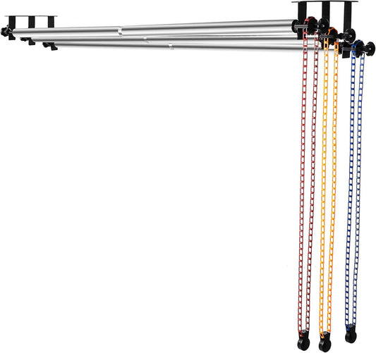 Photography Backdrop 3 Roller Support System, 118' Stainless Steel Crossbars Manual Backdrop Stand, Wall/Ceiling