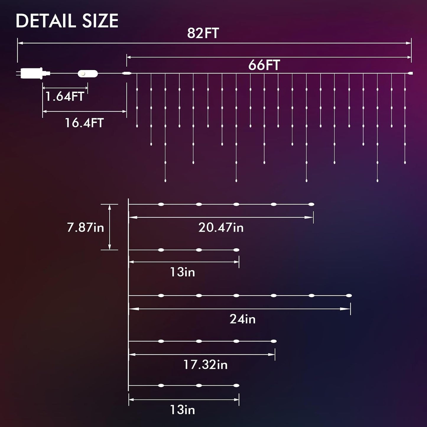 Icicle Lights for Outside, 66' 504 LEDs Lights Connectable w/ App & Remote Control, Music Sync, Timer, Waterproof