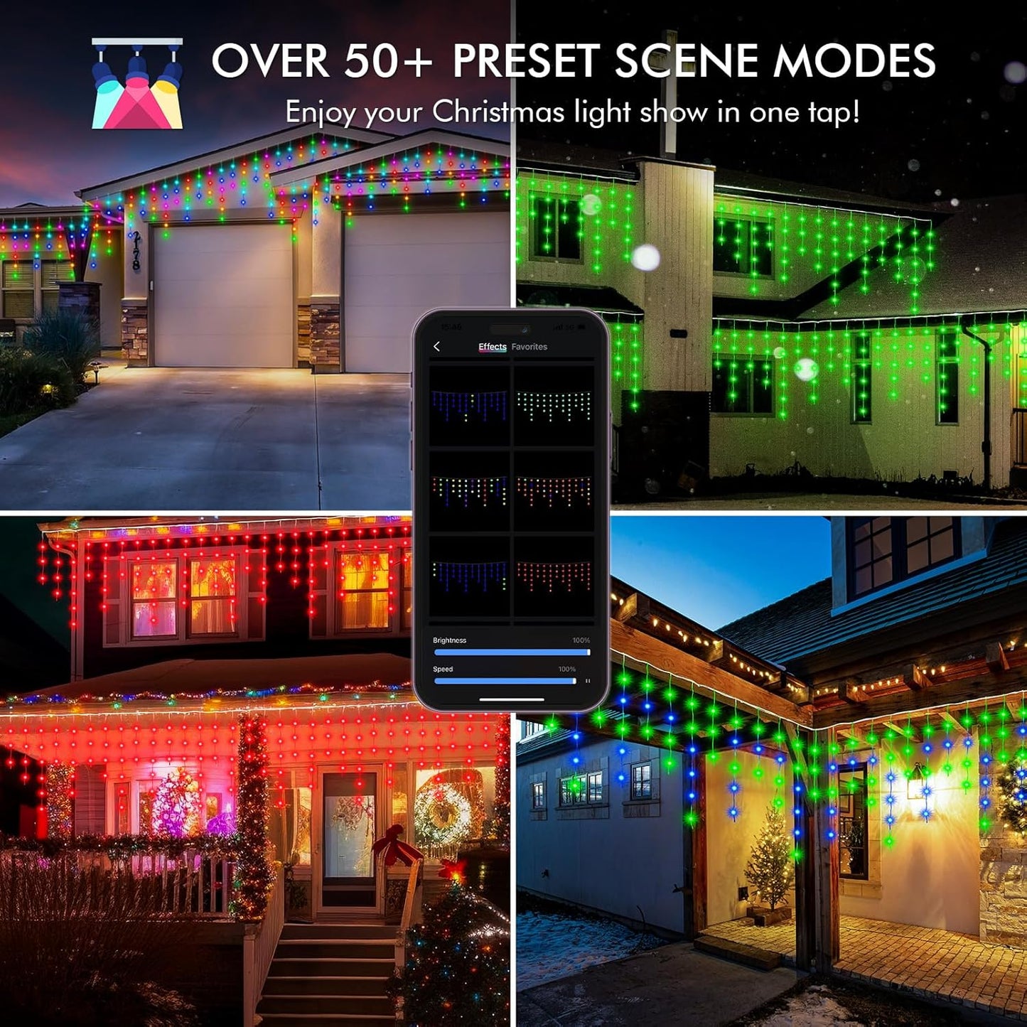 Icicle Lights for Outside, 66' 504 LEDs Lights Connectable w/ App & Remote Control, Music Sync, Timer, Waterproof