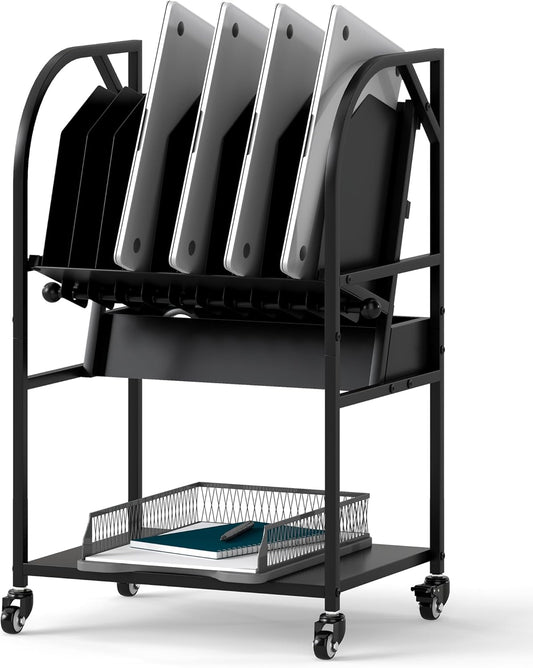 Laptop Charging Cart, 10 Device Mobile Open Charging Carts for Laptops & Tablets, Removable Dividers