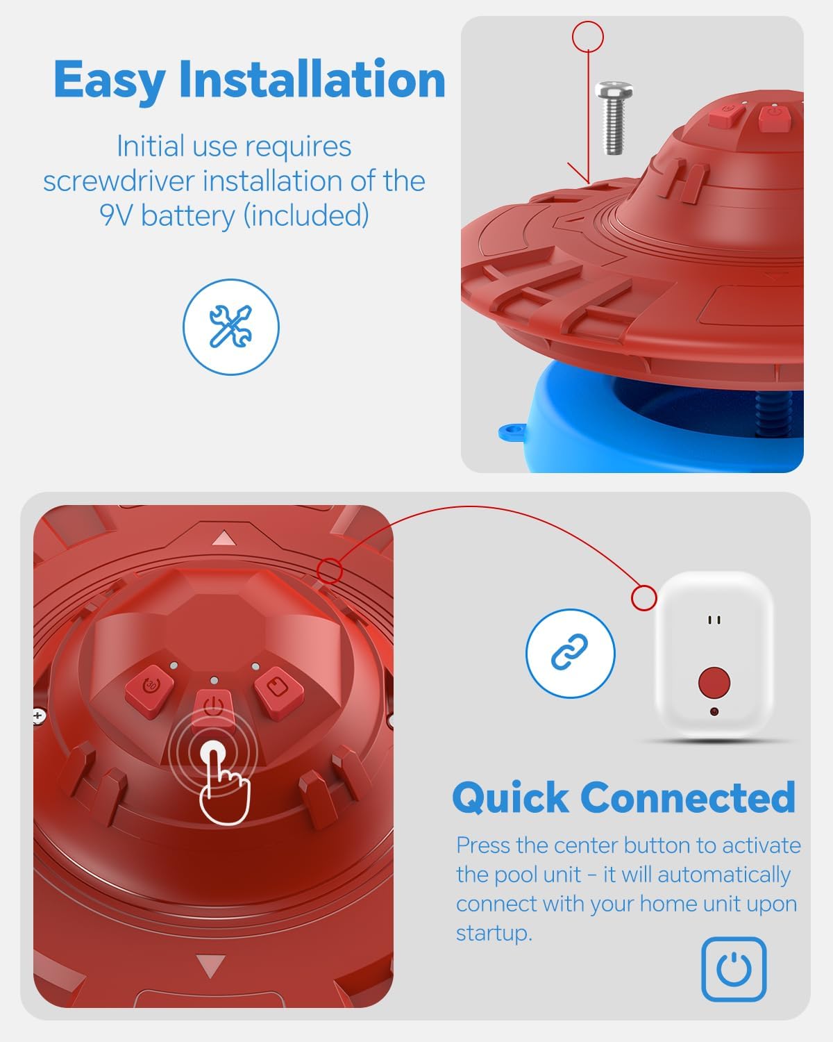 Pool Alarm Floating for all Pools, Loud 110dB Alert, Adjustable Sensitivity, Protection for Kids & Pets