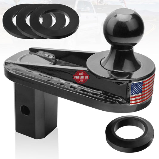6' Offset Ball, for Gooseneck Trailer Hitches, 20000 lbs GTW/5000 lbs VTW, 2-5/16' Diameter, w/ 4 washers, Black