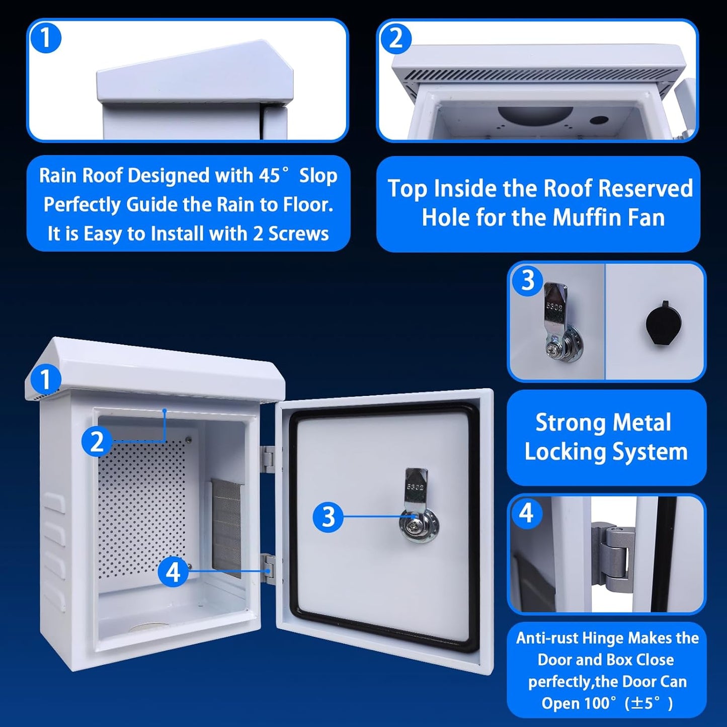 Outdoor Electrical Enclosure Weatherproof Box, 9.1 * 11.6 * 5.7', Galvanized Plate, w/ Removable Mounting Plate & Wall