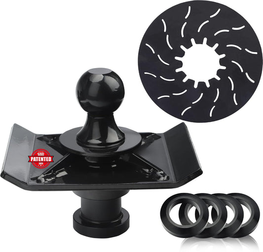 Gooseneck Ball to 5th Wheel Adapter, 1' Raised, Heavy Duty Reinforcing Ribs Structure, Anti-tilt PU Washer