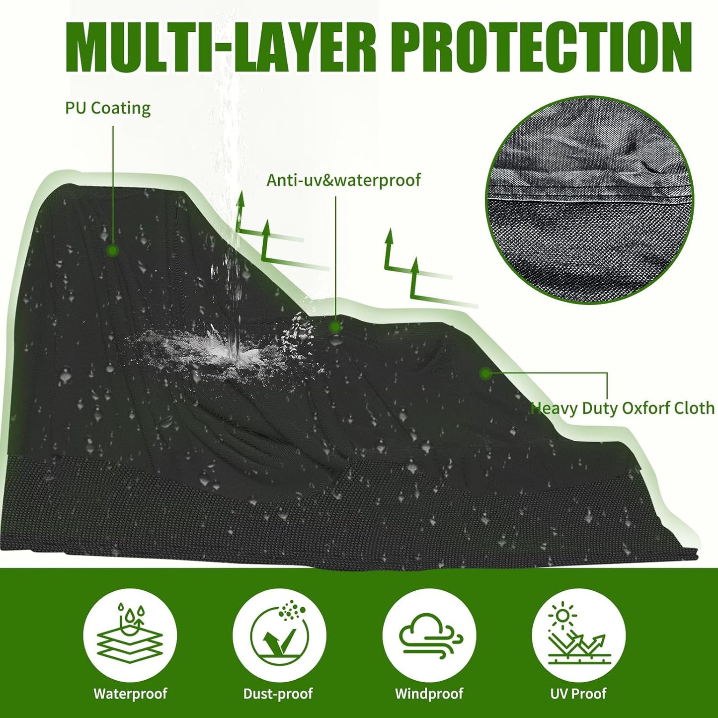 Tractor Cover 35 Lb Weighted, 600D Oxford Waterproof & Windproof,189' x 76' x 86', Built-in Sand Bags & Buckle Straps