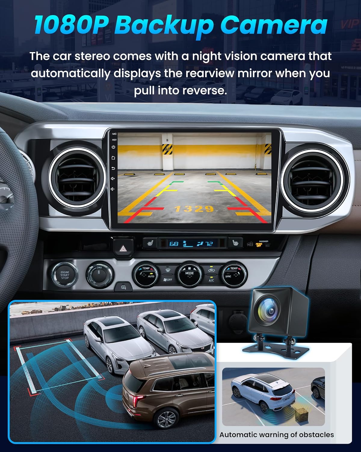 Car Radio Stereo for Toyota Tacoma 2016-2020, 10' Touch Screen Head Unit w/ Wireless Carplay/Android