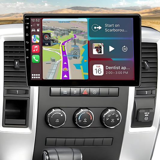 Car Radio Stereo for Dodge Ram 1500 2500 3500 2009-2012: Upgrade 10.2 Inch Touchscreen, Wireless CarPlay/Android